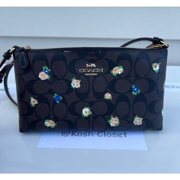 Coach Zip Top Crossbody With Mini Rose Print - Picture 1 of 7